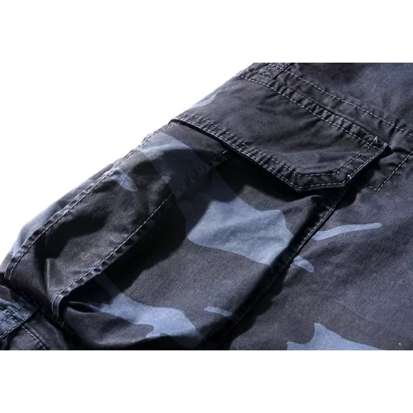 chouyatou Mens Casual ElasticWaist Loose MultiPocket Chino Cargo Work Shorts05bluecamo