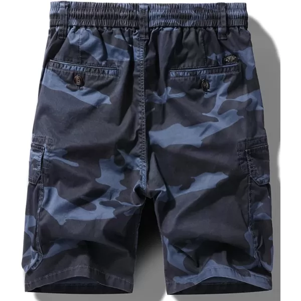 chouyatou Mens Casual ElasticWaist Loose MultiPocket Chino Cargo Work Shorts05bluecamo