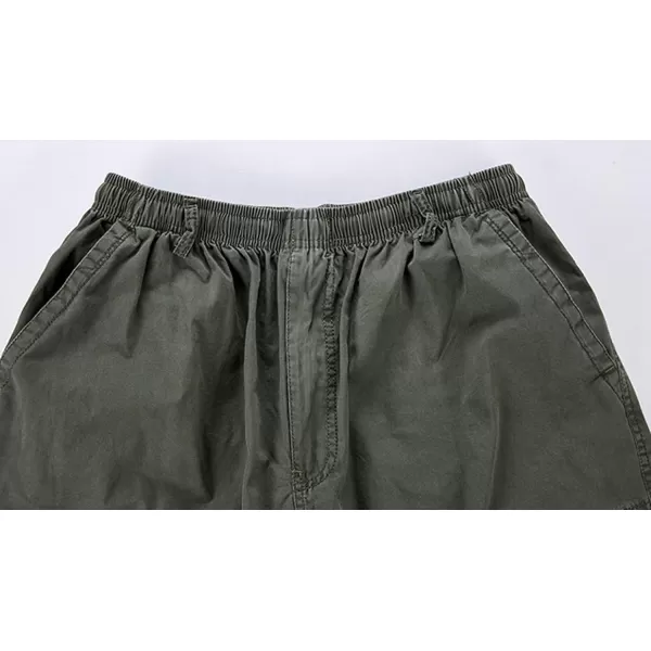 chouyatou Mens Casual ElasticWaist Loose MultiPocket Chino Cargo Work ShortsArmy Green