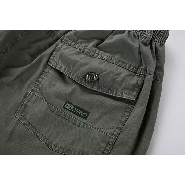 chouyatou Mens Casual ElasticWaist Loose MultiPocket Chino Cargo Work ShortsArmy Green