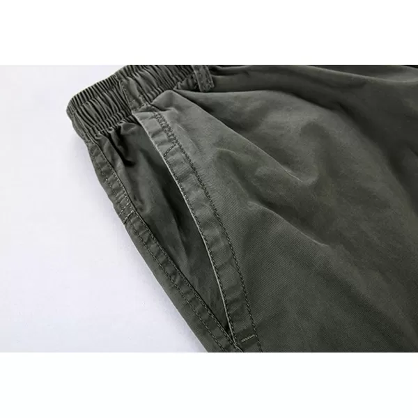 chouyatou Mens Casual ElasticWaist Loose MultiPocket Chino Cargo Work ShortsArmy Green