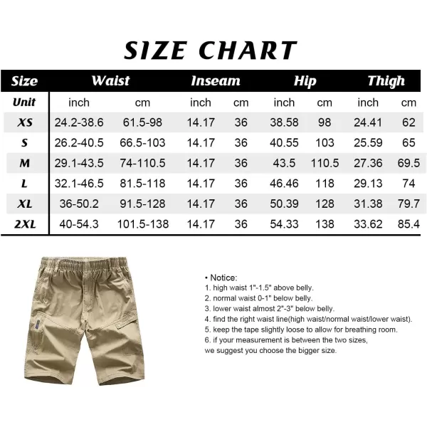 chouyatou Mens Casual ElasticWaist Loose MultiPocket Chino Cargo Work ShortsArmy Green
