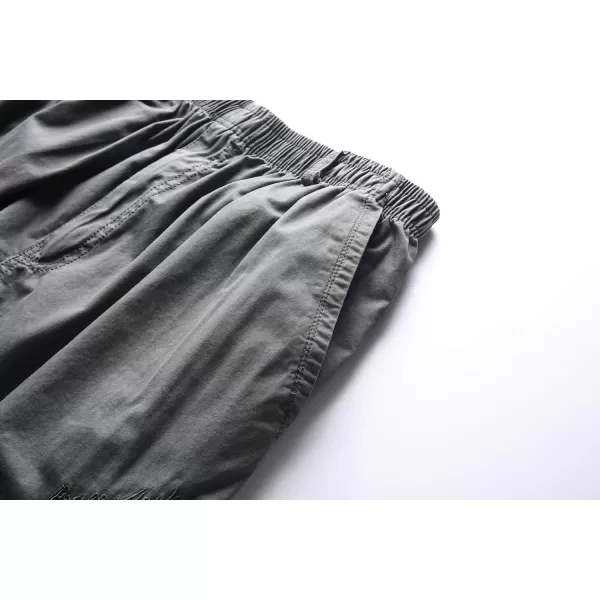 chouyatou Mens Casual ElasticWaist Loose MultiPocket Chino Cargo Work ShortsLarmy
