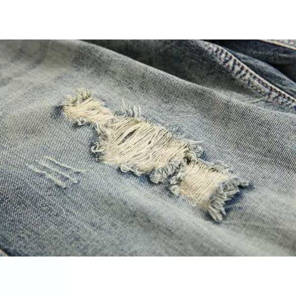 chouyatou Mens Classic Fit Stylish Distressed Straight Leg Ripped Denim ShortsGrey