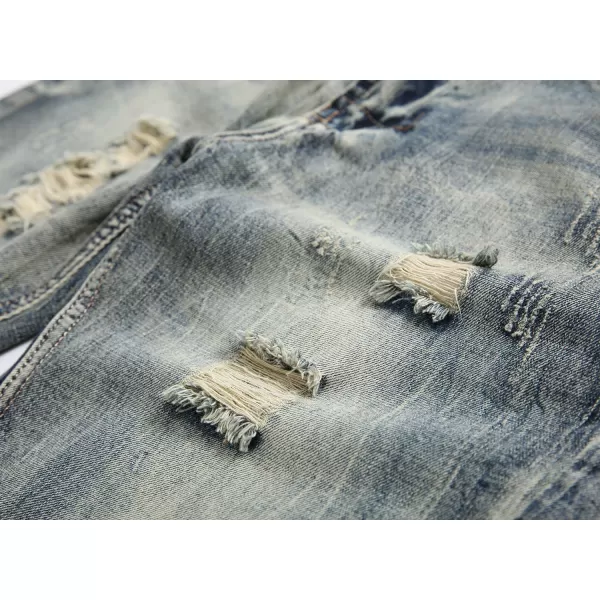 chouyatou Mens Classic Fit Stylish Distressed Straight Leg Ripped Denim ShortsGrey