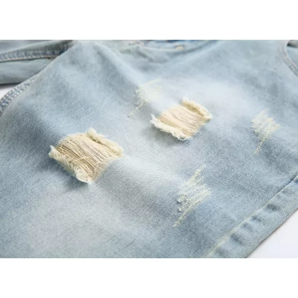 chouyatou Mens Classic Fit Stylish Distressed Straight Leg Ripped Denim ShortsLight Blue