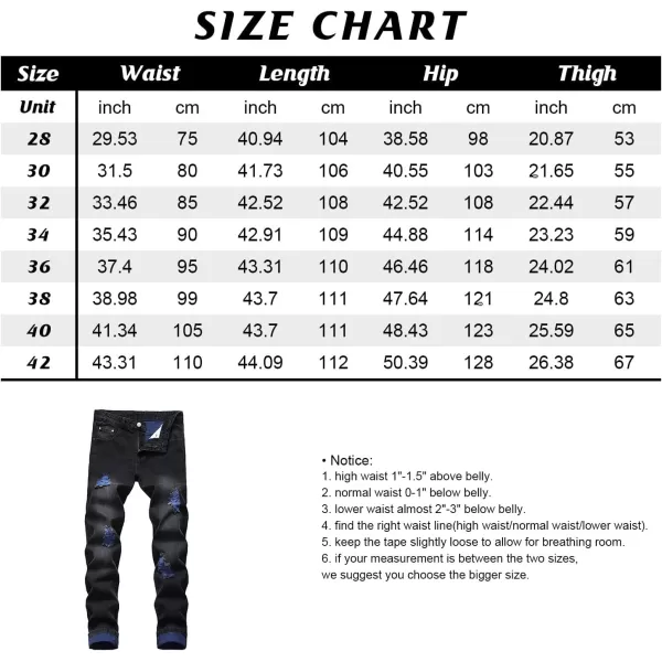 chouyatou Mens Color Block Frayed Holes Lightweight Distressed Ripped Jeans Denim PantBlack