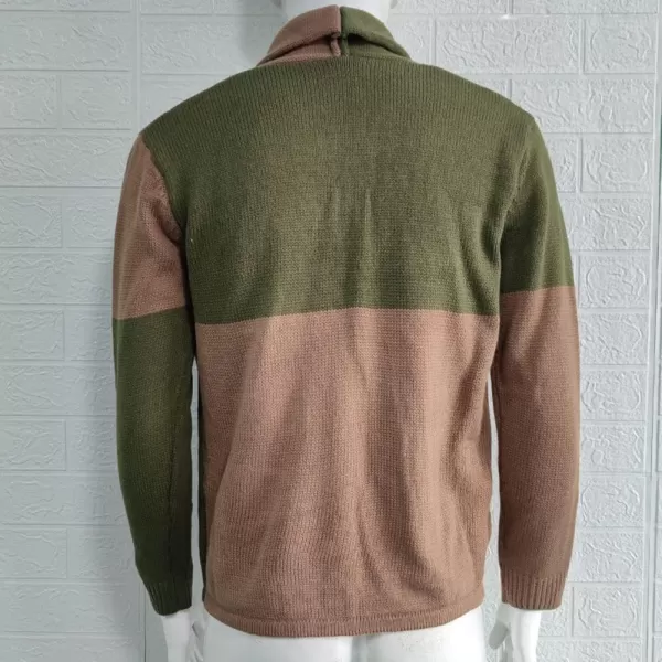 chouyatou Mens Color Block Long Sleeve Button Down Knit Cardigan Sweaters with PocketsArmy Green