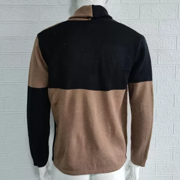 chouyatou Mens Color Block Long Sleeve Button Down Knit Cardigan Sweaters with PocketsBlack
