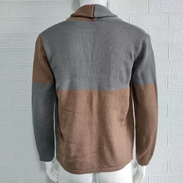 chouyatou Mens Color Block Long Sleeve Button Down Knit Cardigan Sweaters with PocketsGray
