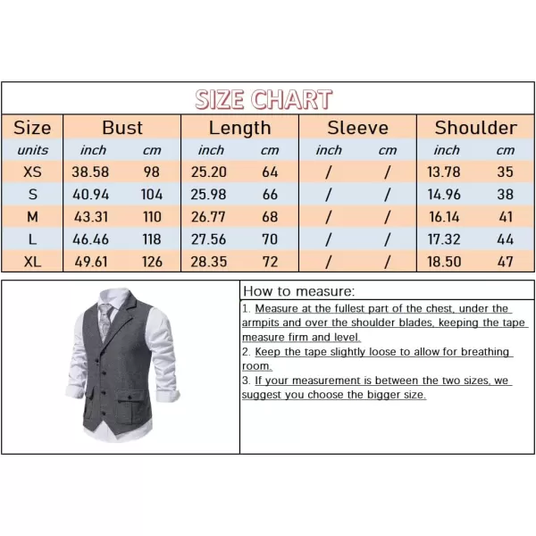 chouyatou Mens Herringbone Tweed Vest Notched Lapel Single Breasted Sleeveless Vest JacketNavy