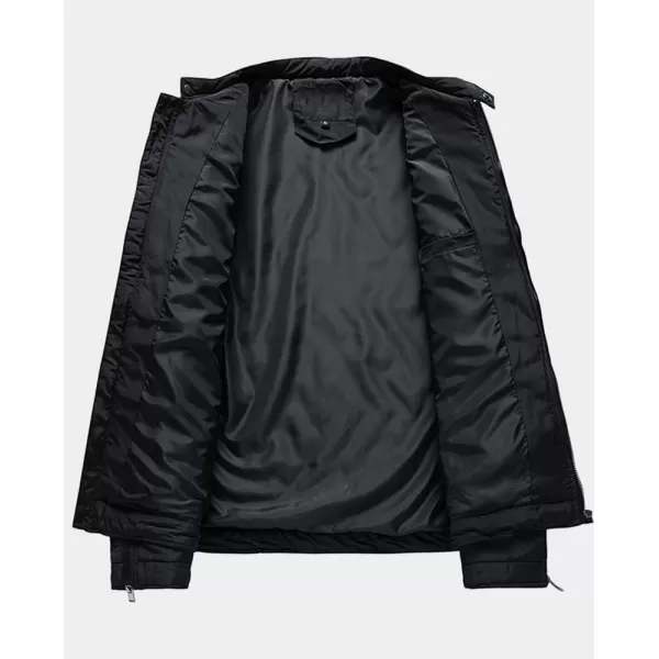 chouyatou Mens Winter Lightweight Argyle Quilted Puffer Moto Bomber Jacket CoatBlack