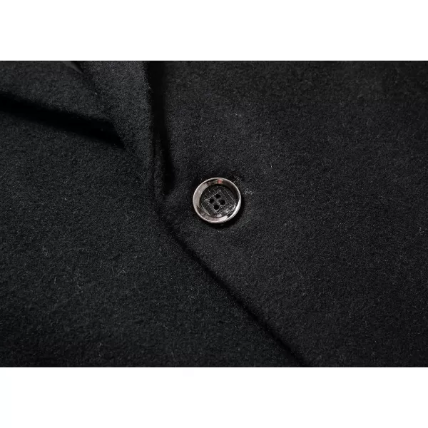 chouyatou Mens Winter Notched Collar 2 Button Thicken Padded Warm MidLength Woolen Business Trench OvercoatBlack