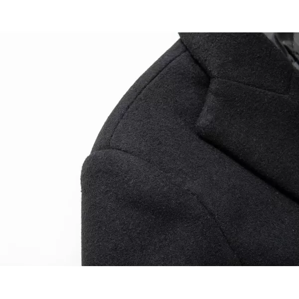 chouyatou Mens Winter Notched Collar 2 Button Thicken Padded Warm MidLength Woolen Business Trench OvercoatBlack