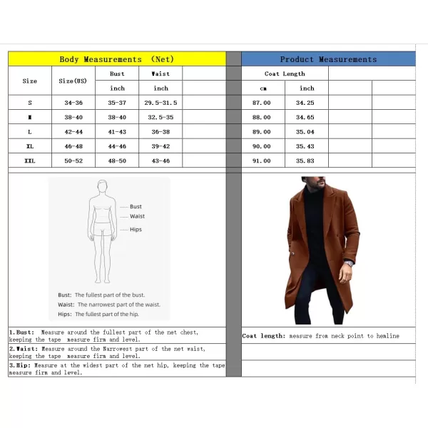 chouyatou Mens Winter Ntoch Lapel Double Breasted Wool Coat Warm Midi Long Pea CoatOffwhite