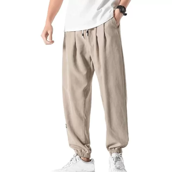 chouyatou Mens Casual Drawstring Elastic Waist Relaxed fit Sweatpants Pants JoggersKhaki B