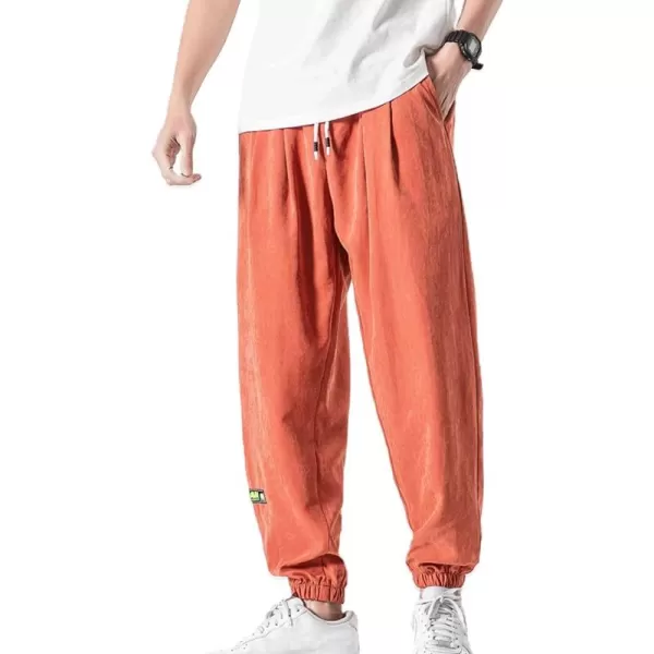 chouyatou Mens Casual Drawstring Elastic Waist Relaxed fit Sweatpants Pants JoggersOrange B