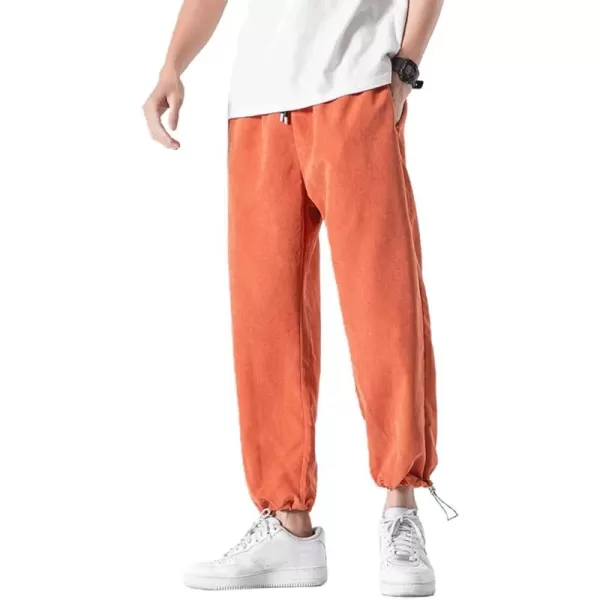 chouyatou Mens Casual Drawstring Elastic Waist Relaxed fit Sweatpants Pants JoggersOrange a