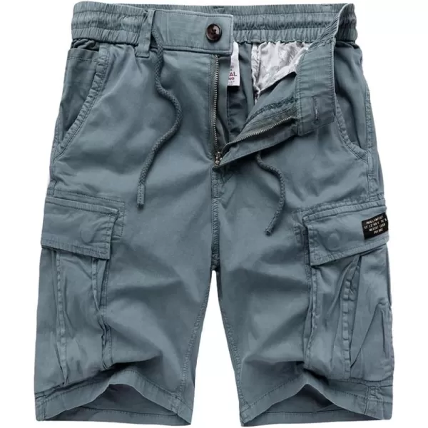 chouyatou Mens Casual ElasticWaist Loose MultiPocket Chino Cargo Work Shorts03grey