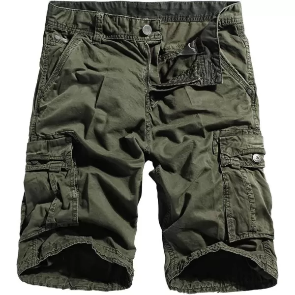 chouyatou Mens Casual ElasticWaist Loose MultiPocket Chino Cargo Work ShortsCargoarmy