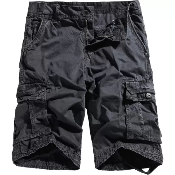 chouyatou Mens Casual ElasticWaist Loose MultiPocket Chino Cargo Work ShortsCargogrey