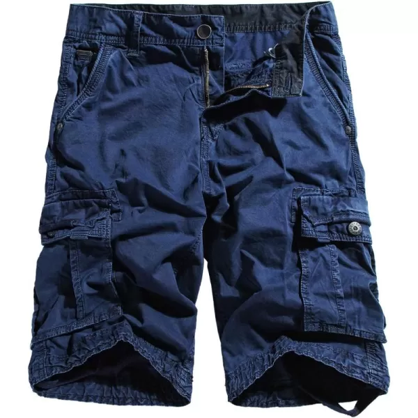 chouyatou Mens Casual ElasticWaist Loose MultiPocket Chino Cargo Work ShortsCargonavy