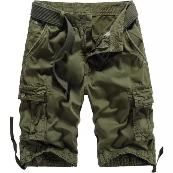 chouyatou Mens Sports Multi Pockets Loose Fit Camouflage Tactical Twill Cargo Work ShortsArmy Green