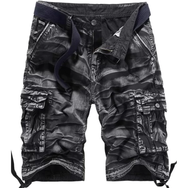 chouyatou Mens Sports Multi Pockets Loose Fit Camouflage Tactical Twill Cargo Work ShortsBlackcamo