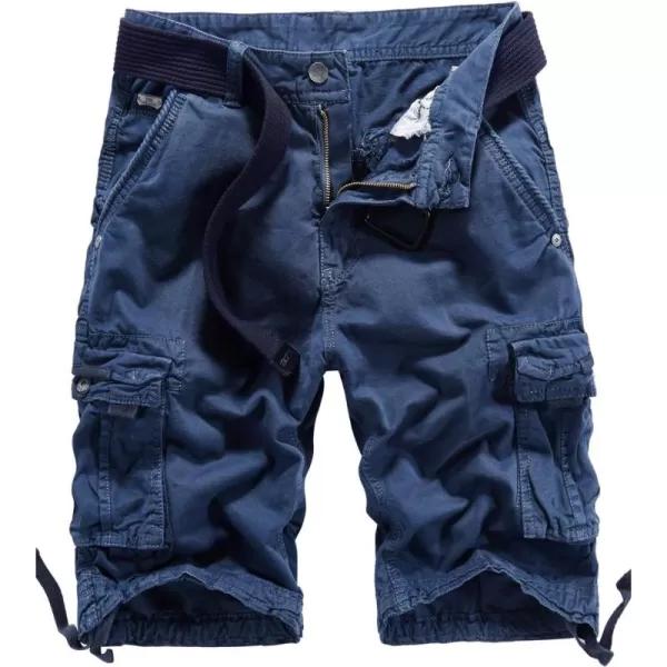 chouyatou Mens Sports Multi Pockets Loose Fit Camouflage Tactical Twill Cargo Work ShortsBlue