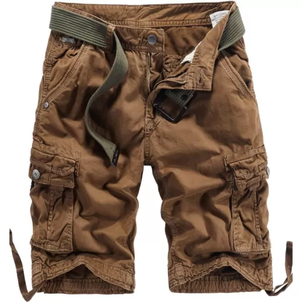 chouyatou Mens Sports Multi Pockets Loose Fit Camouflage Tactical Twill Cargo Work ShortsCoffee
