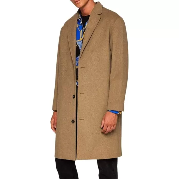 chouyatou Mens Winter Lapel Single Breasted Business Casual Wool Trench CoatKhaki