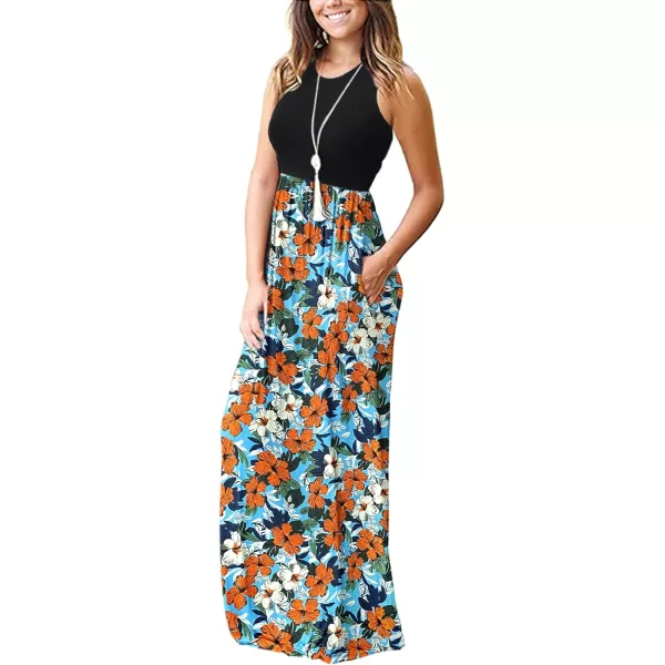 MOLERANI Womens Loose Plain Maxi Dresses Casual Long Dresses with Pockets02 Blue Morning Glory