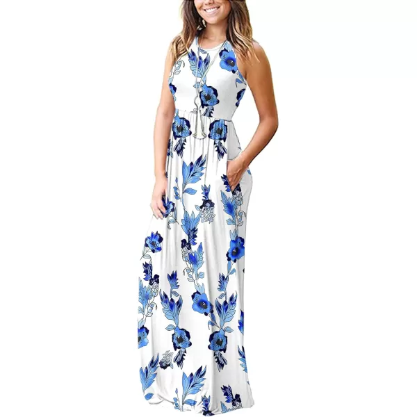 MOLERANI Womens Loose Plain Maxi Dresses Casual Long Dresses with Pockets02 Blue White