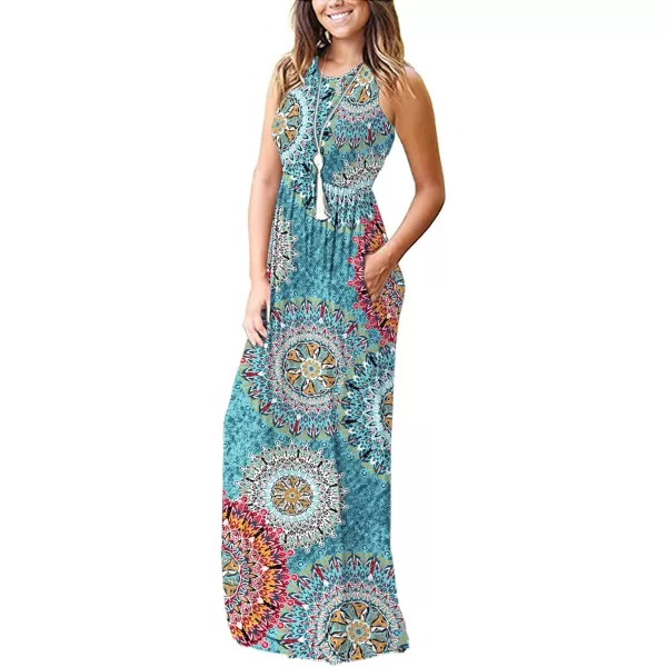 MOLERANI Womens Loose Plain Maxi Dresses Casual Long Dresses with Pockets02 Print Green
