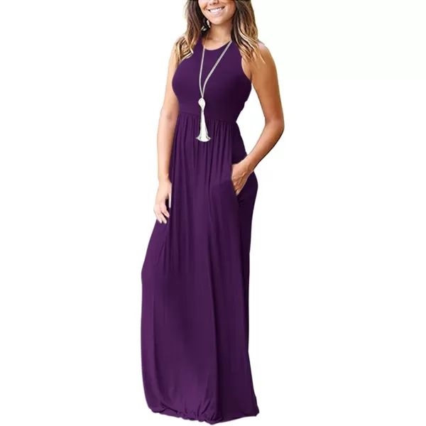 MOLERANI Womens Loose Plain Maxi Dresses Casual Long Dresses with Pockets02 Purple