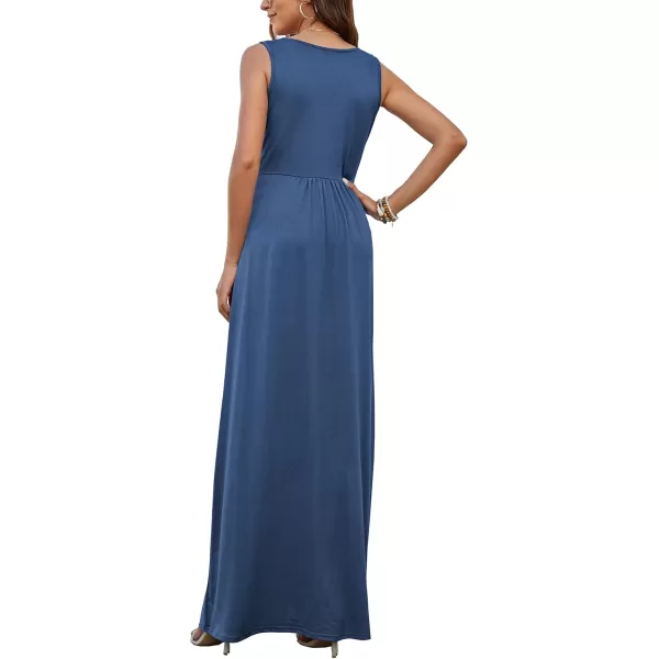MOLERANI Womens Loose Plain Maxi Dresses Casual Long Dresses with Pockets03 Beja Blue