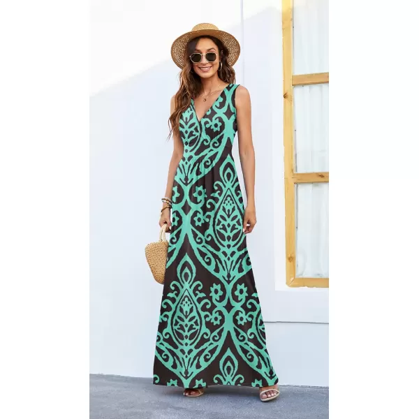 MOLERANI Womens Loose Plain Maxi Dresses Casual Long Dresses with Pockets04 Black Green