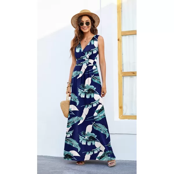 MOLERANI Womens Loose Plain Maxi Dresses Casual Long Dresses with Pockets04 Print Blue