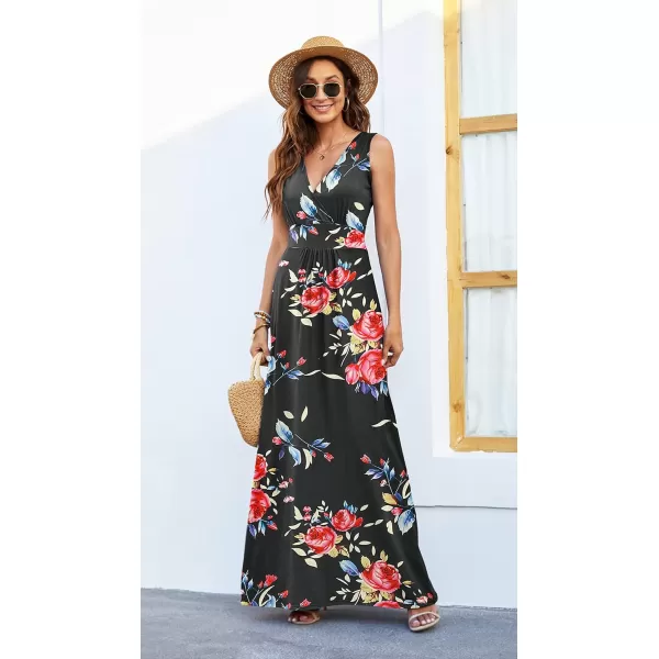 MOLERANI Womens Loose Plain Maxi Dresses Casual Long Dresses with Pockets04 Rose Black