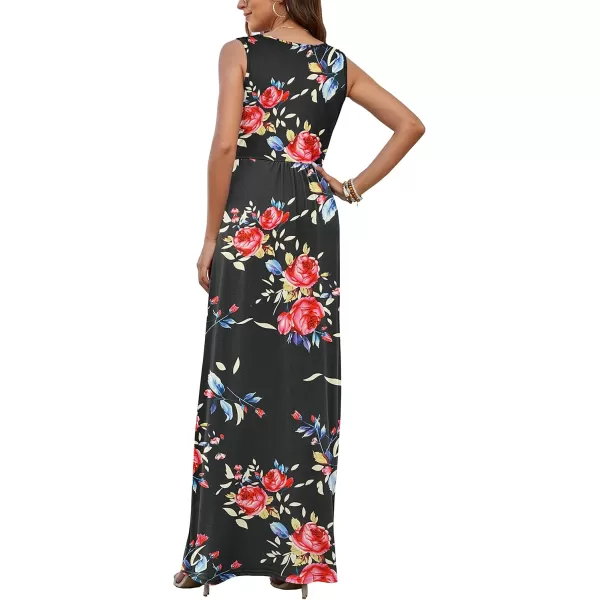 MOLERANI Womens Loose Plain Maxi Dresses Casual Long Dresses with Pockets04 Rose Black