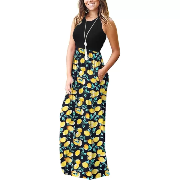 MOLERANI Womens Loose Plain Maxi Dresses Casual Long Dresses with PocketsBlack Lemon