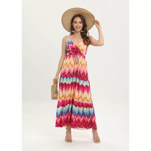 OSTOO Womens Floral Print Maxi Dresses Sleeveless Sleeves Boho Empire Waist DressColor