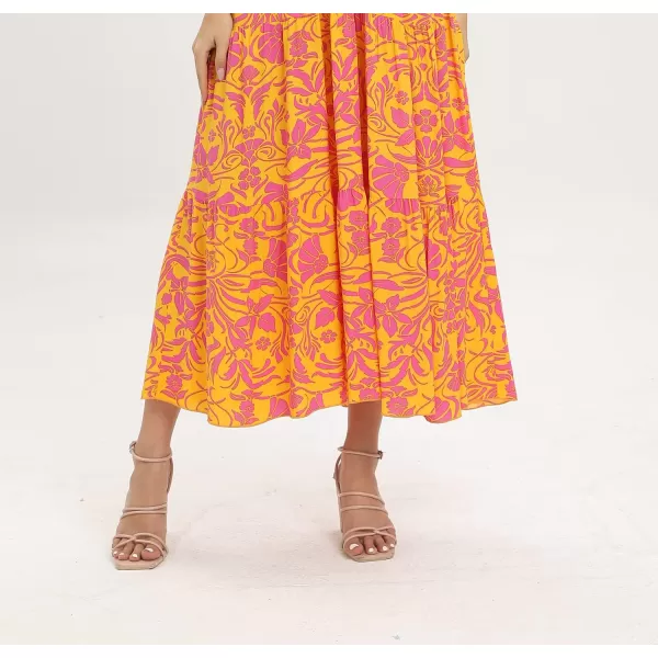 OSTOO Womens Floral Print Maxi Dresses Sleeveless Sleeves Boho Empire Waist DressFloral Yellow