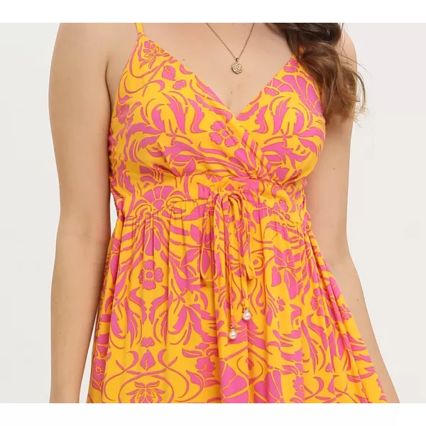 OSTOO Womens Floral Print Maxi Dresses Sleeveless Sleeves Boho Empire Waist DressFloral Yellow