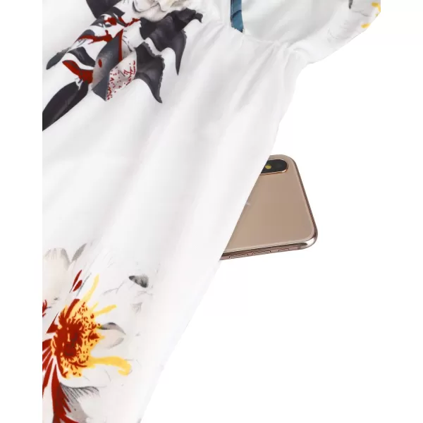 STYLEWORD Womens 2024 V Neck FloralSolid Spaghetti Strap Summer Casual Swing Sundress with PocketA12floral12