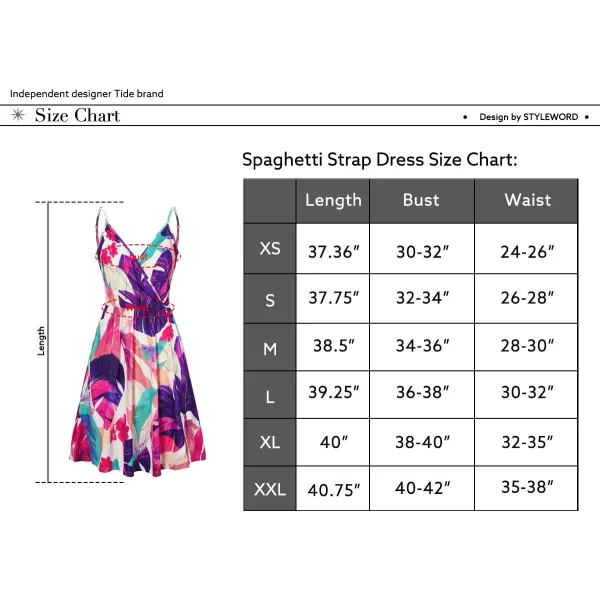STYLEWORD Womens 2024 V Neck FloralSolid Spaghetti Strap Summer Casual Swing Sundress with PocketFloral34412