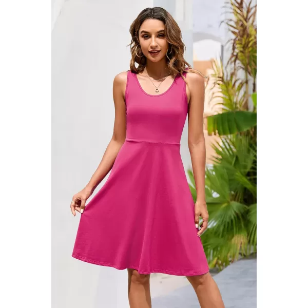 STYLEWORD Womens Summer Dress Casual Sleeveless Scoop Neck ALine Tank Midi SundressArose Pink