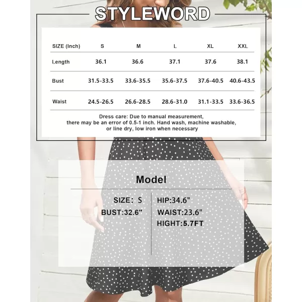 STYLEWORD Womens Summer Dress Casual Sleeveless Scoop Neck ALine Tank Midi SundressBlack White Dots