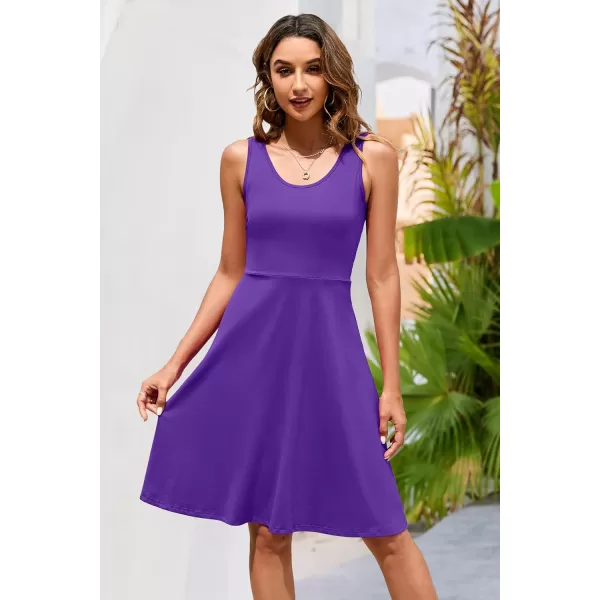 STYLEWORD Womens Summer Dress Casual Sleeveless Scoop Neck ALine Tank Midi SundressBpurple