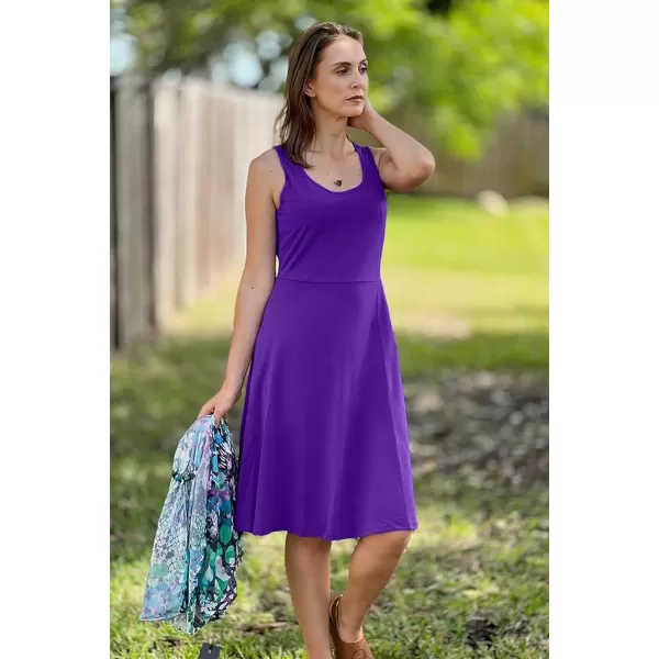 STYLEWORD Womens Summer Dress Casual Sleeveless Scoop Neck ALine Tank Midi SundressBpurple